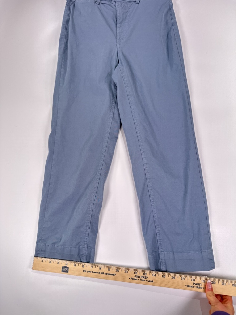 Everlane Wide Leg Crop Pants High Rise Patch Pocket Cotton Stretch Slate Blue 4 - Picture 12 of 12